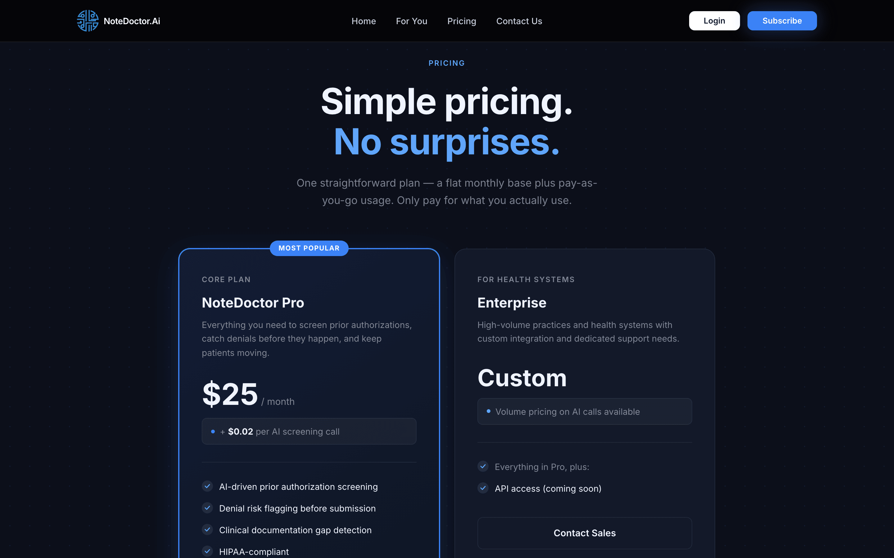 Transparent, usage-based pricing