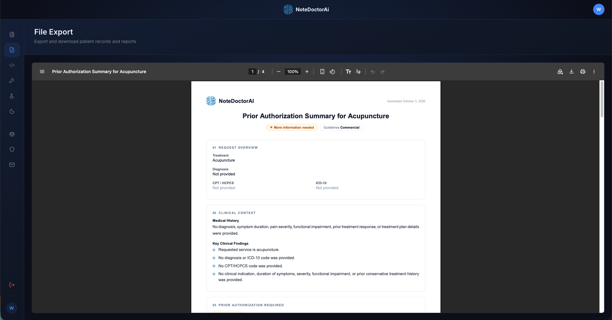 Branded PDF export of the summary