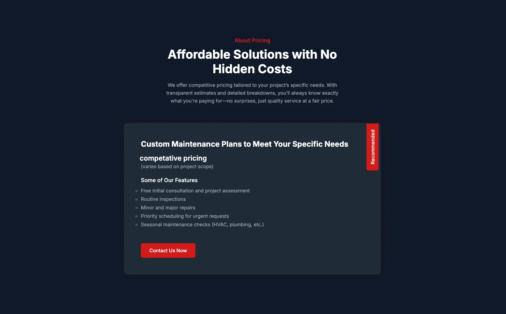 Transparent pricing